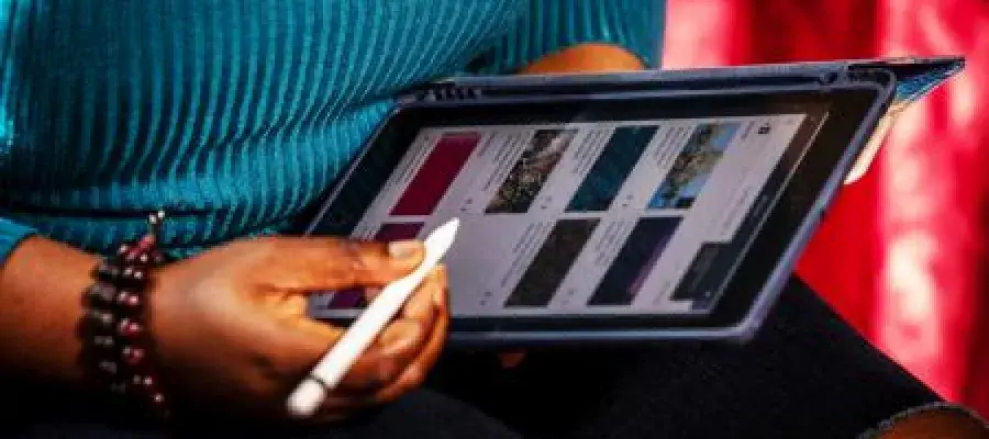 Person using tablet device