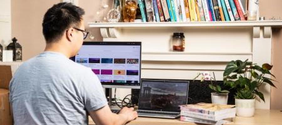 Researcher at desk