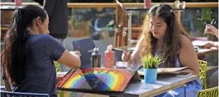 The Staff Pride Network and LGBTQ+, Trans & Non-Binary Campaigns at the University of Edinburgh banner and placard making event.