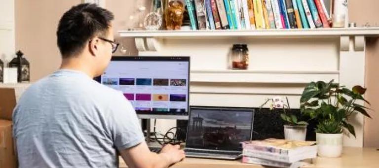 Researcher at desk
