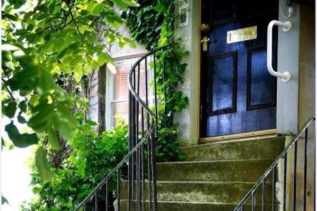 Leafy steps to IASH door