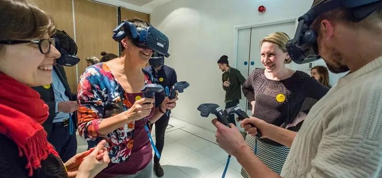 People using virtual reality technology