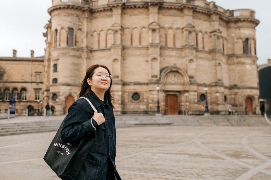 IFP student outside McEwan Hall